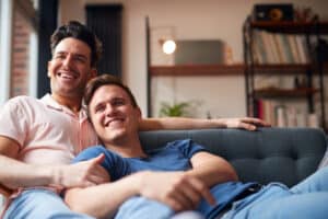 A gay couple enjoying a romantic getaway at the leading Bed and Breakfast in Wisconsin