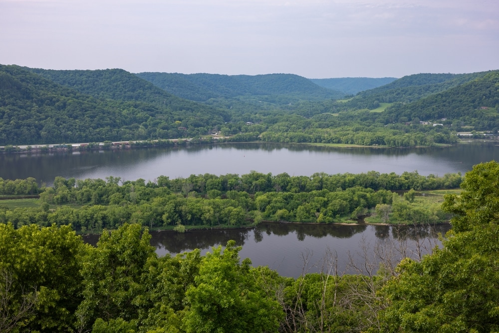 The Mississippi River at Trempealeau National wildlife refuge on the Great River Road in Wisconsin